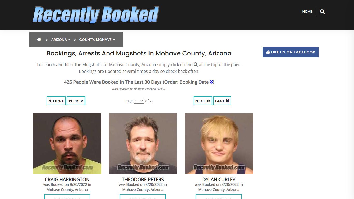 Bookings, Arrests and Mugshots in Mohave County, Arizona - Recently Booked